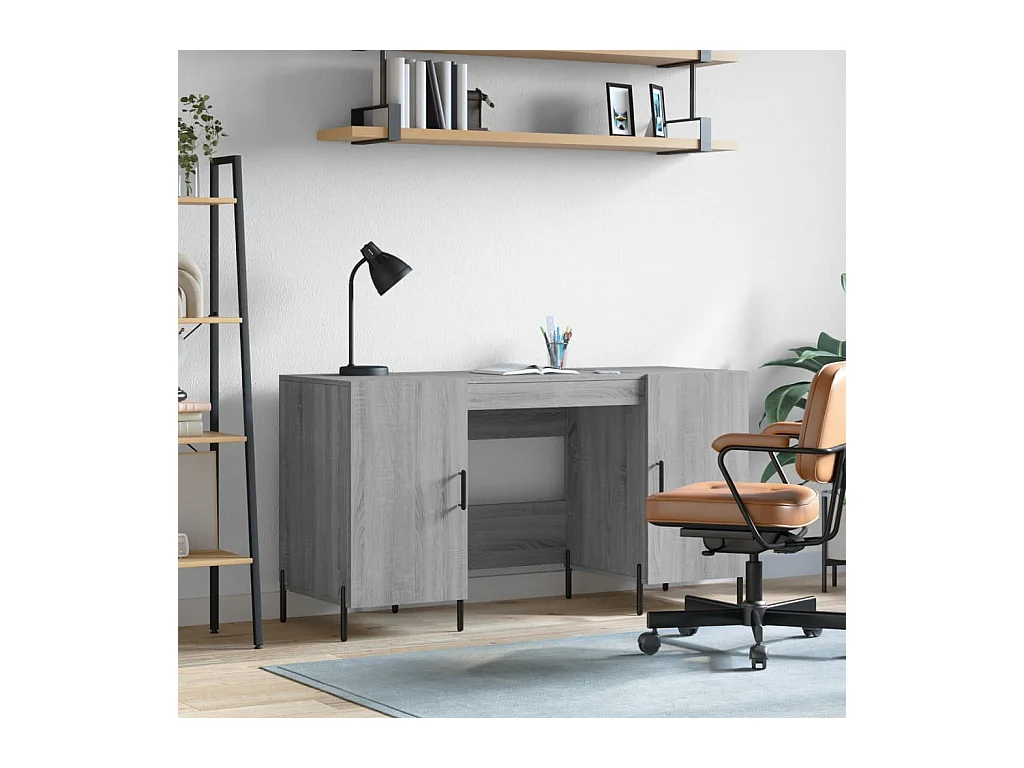 Bureau sonoma gris 140x50x75 cm bois d'ingénierie