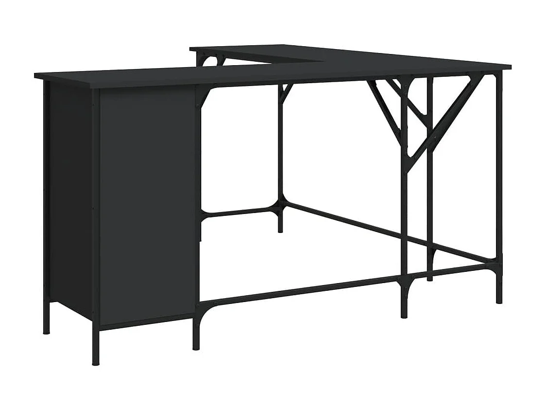 Bureau 141x141x75 cm bewerkt hout zwart
