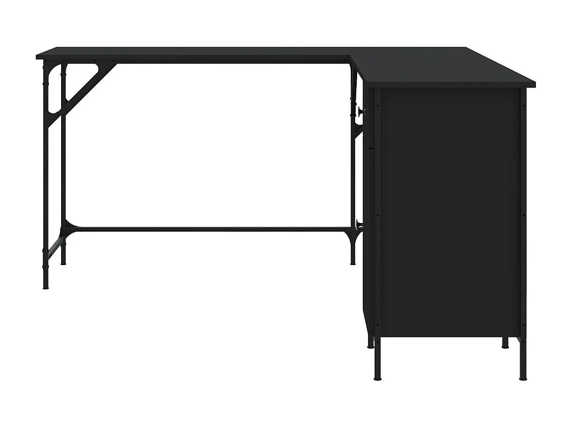 Bureau 141x141x75 cm bewerkt hout zwart
