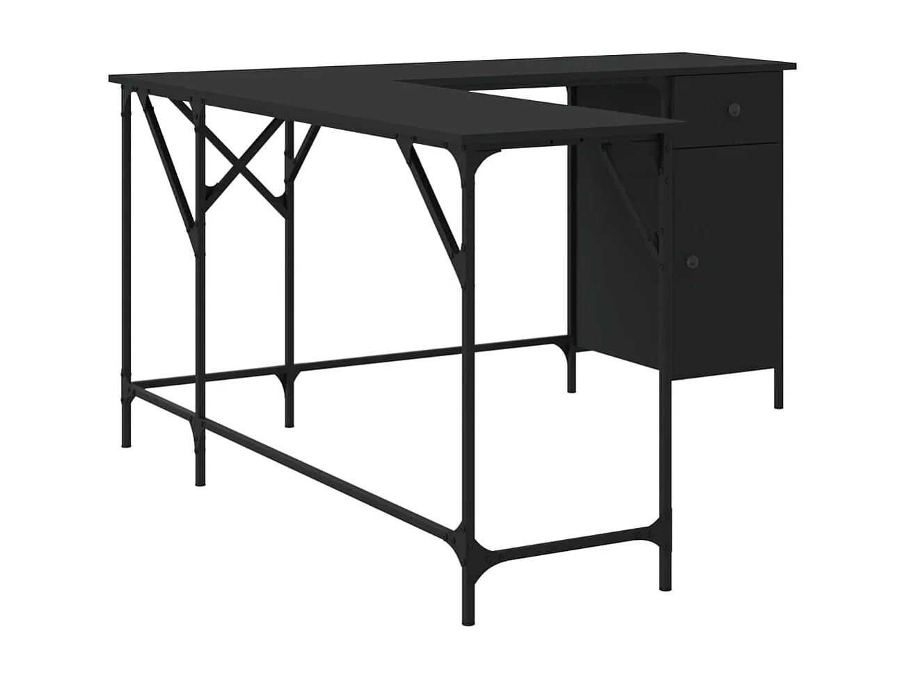 Bureau 141x141x75 cm bewerkt hout zwart