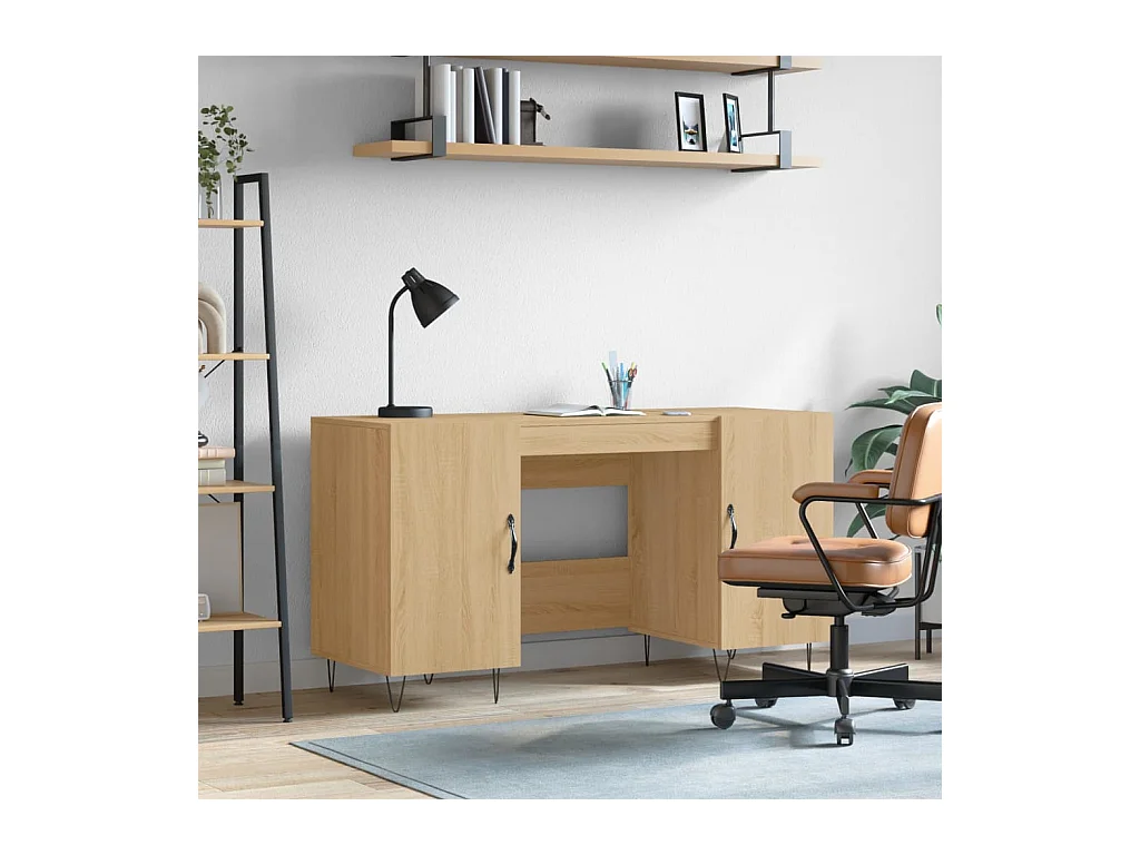 Bureau chêne sonoma 140x50x75 cm bois d'ingénierie