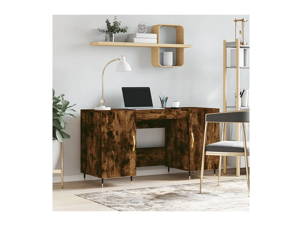 Bureau chêne fumé 140x50x75 cm bois d'ingénierie