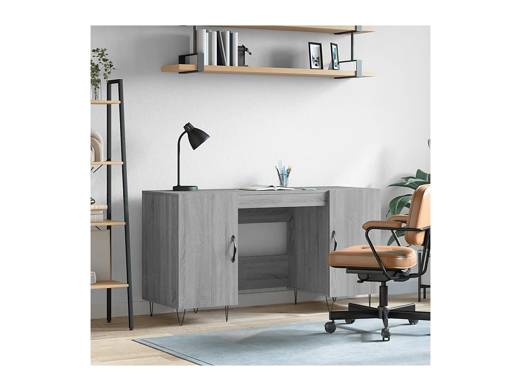 Bureau sonoma gris 140x50x75 cm bois d'ingénierie