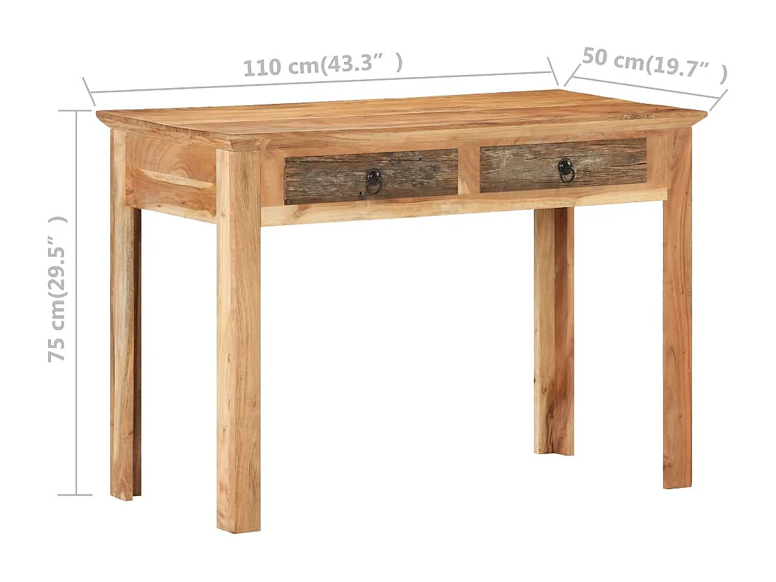 Escritorio de madera maciza reciclada 110x50x75 cm