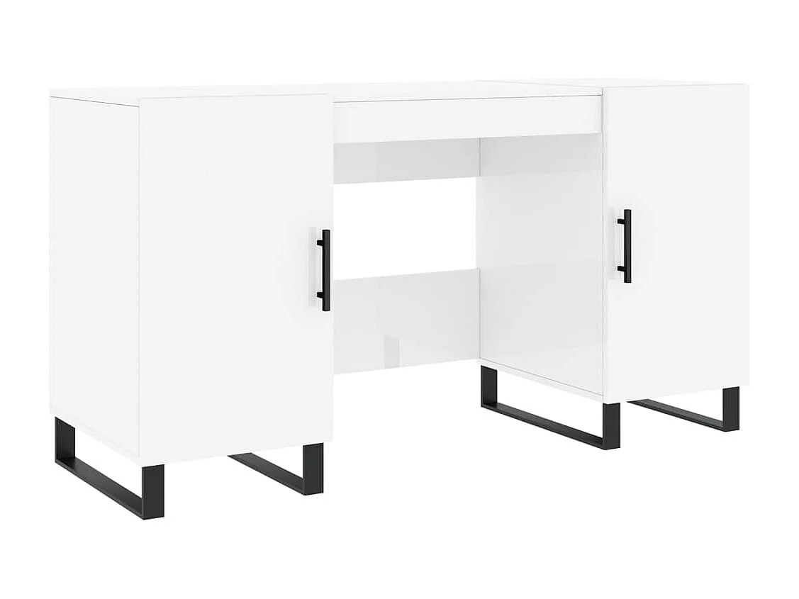 Bureau Blanc brillant 140x50x75 cm Bois d'ingénierie