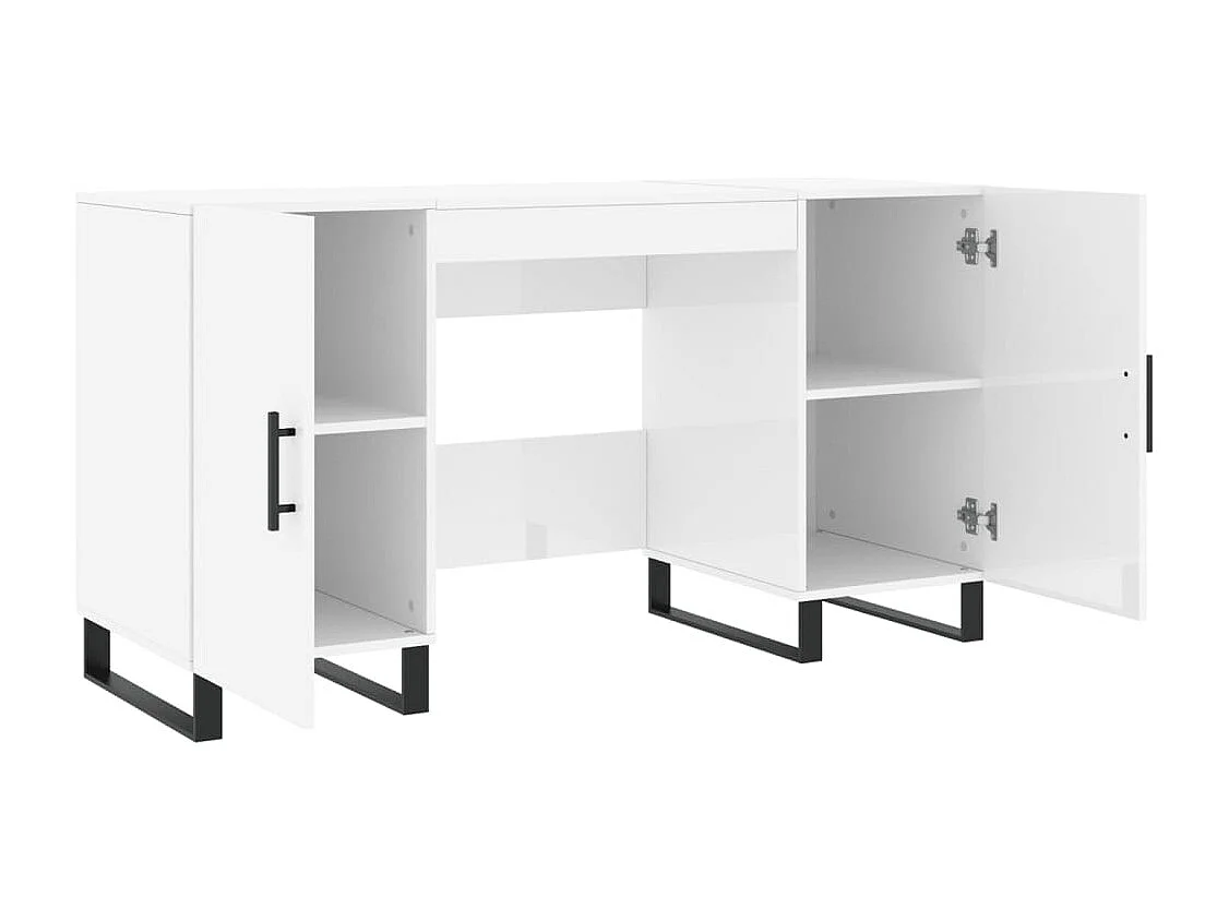 Bureau Blanc brillant 140x50x75 cm Bois d'ingénierie