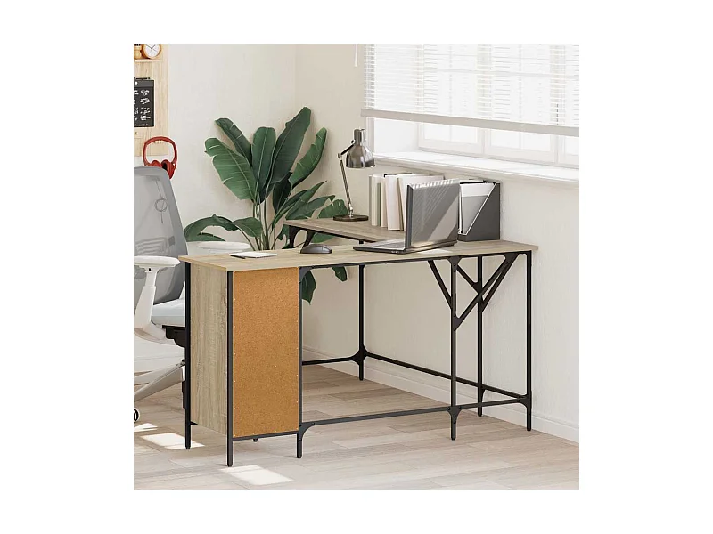 Bureau chêne sonoma 141x141x75 cm bois d'ingénierie