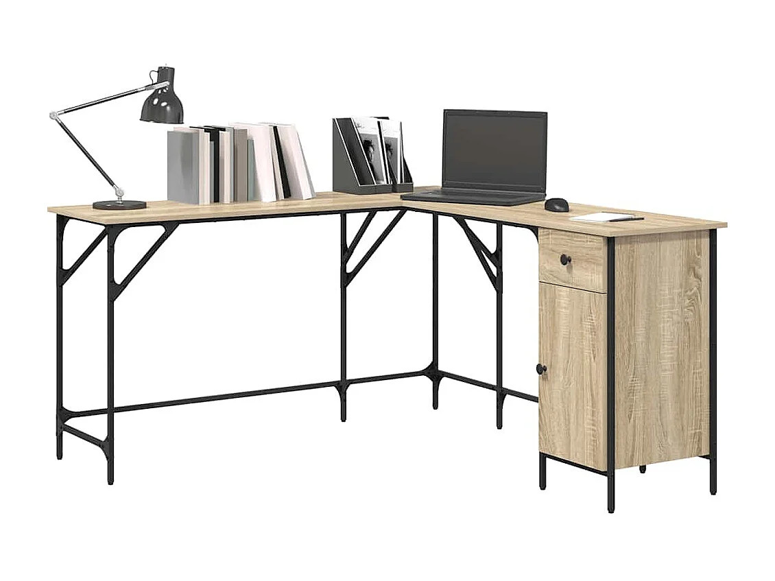 Bureau chêne sonoma 141x141x75 cm bois d'ingénierie