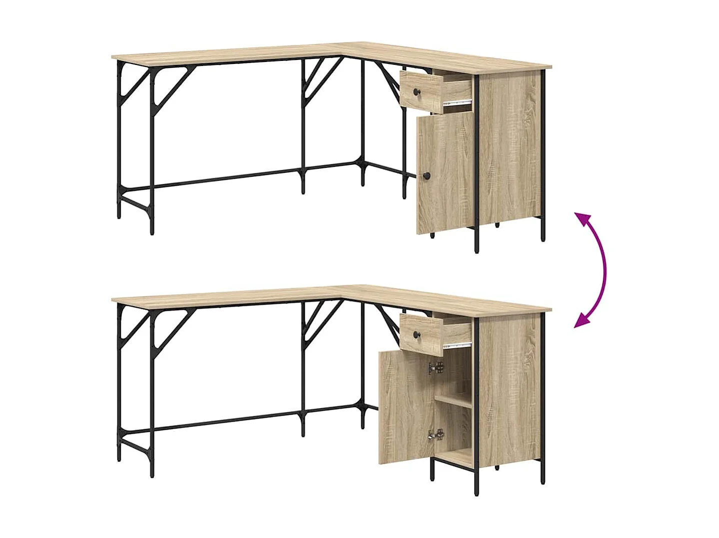 Bureau chêne sonoma 141x141x75 cm bois d'ingénierie