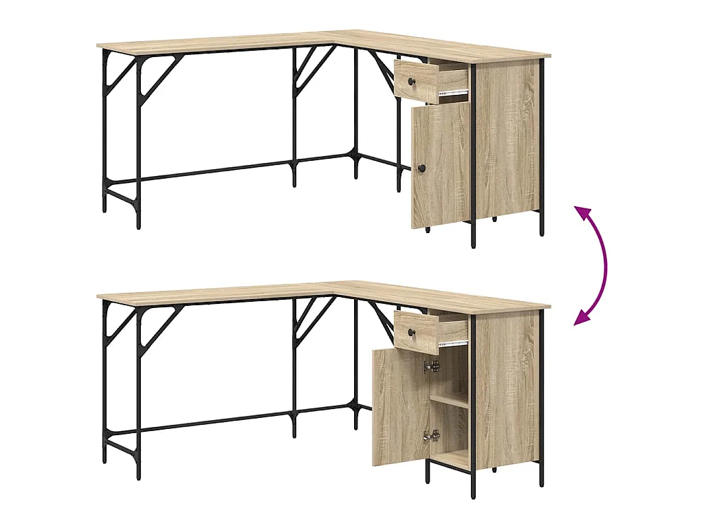 Scrivania Rovere Sonoma 141x141x75 cm in Legno Multistrato