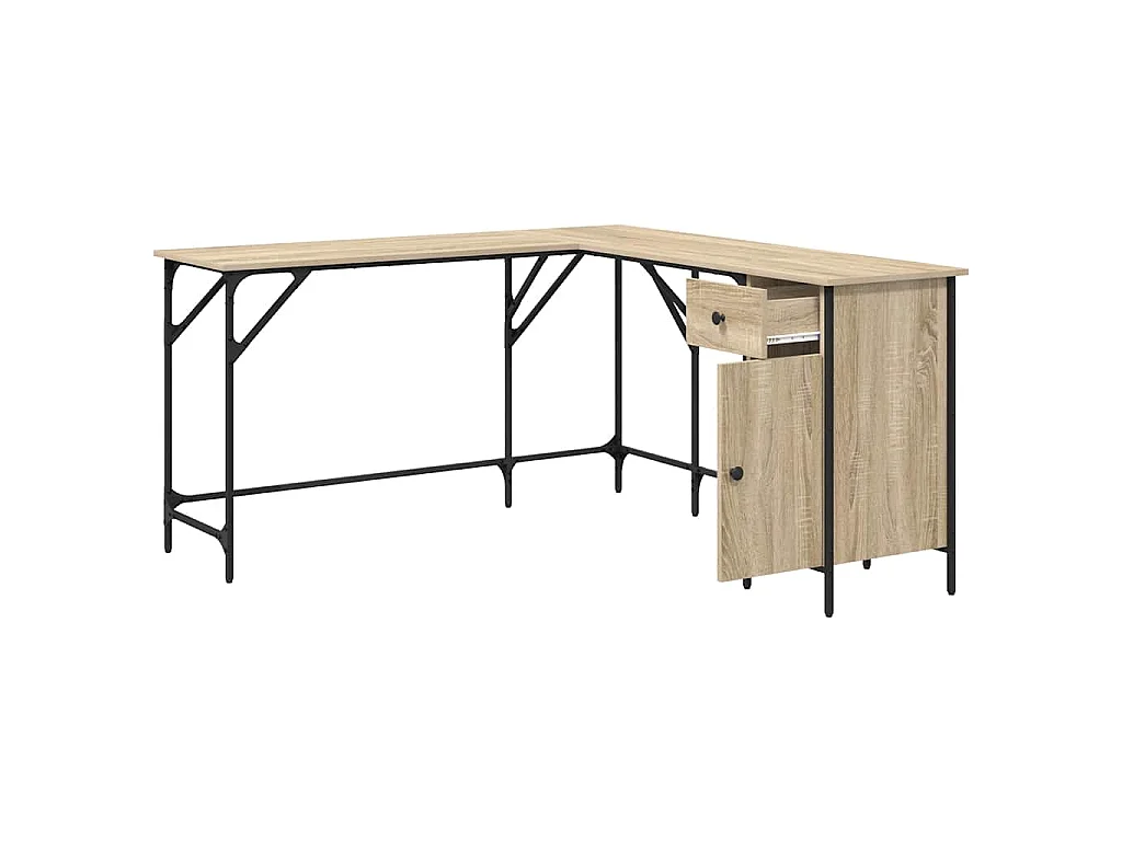 Bureau 141x141x75 cm bewerkt hout sonoma eikenkleurig