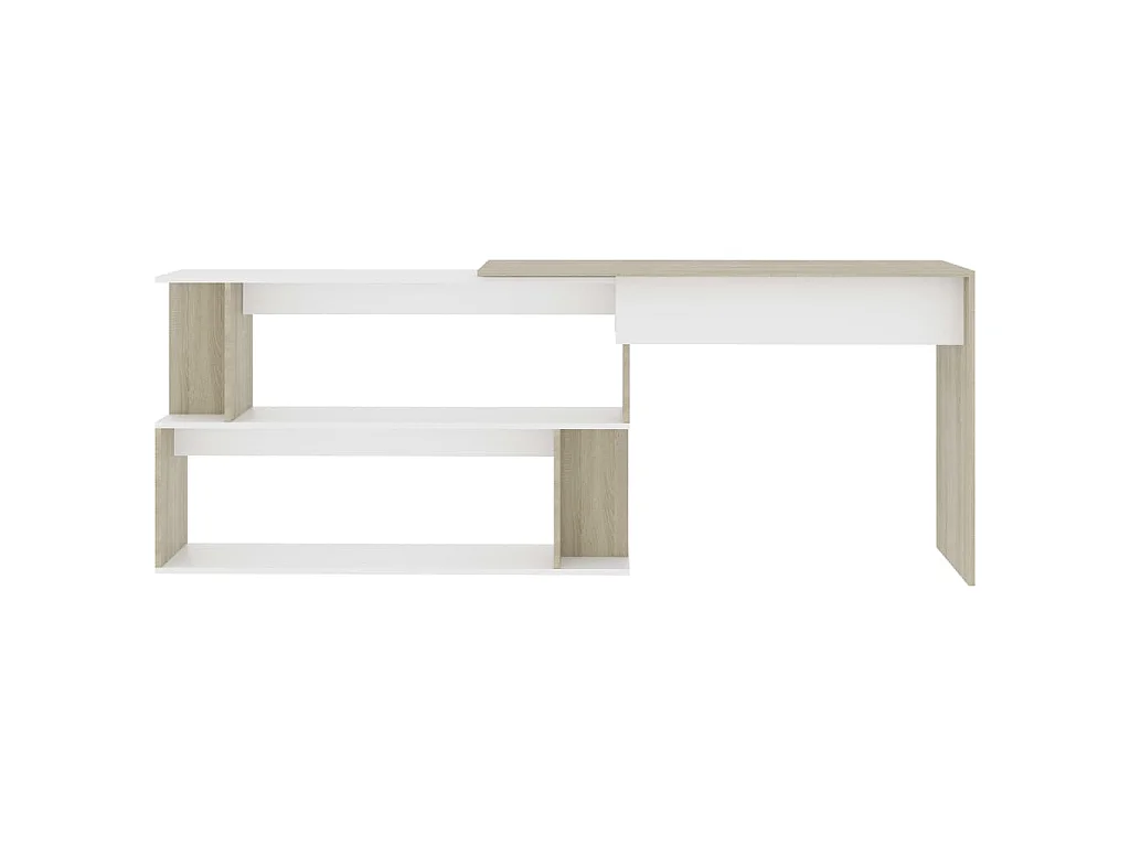 Bureau d'angle Blanc chêne sonoma 200x50x76cm Bois d’ingénierie