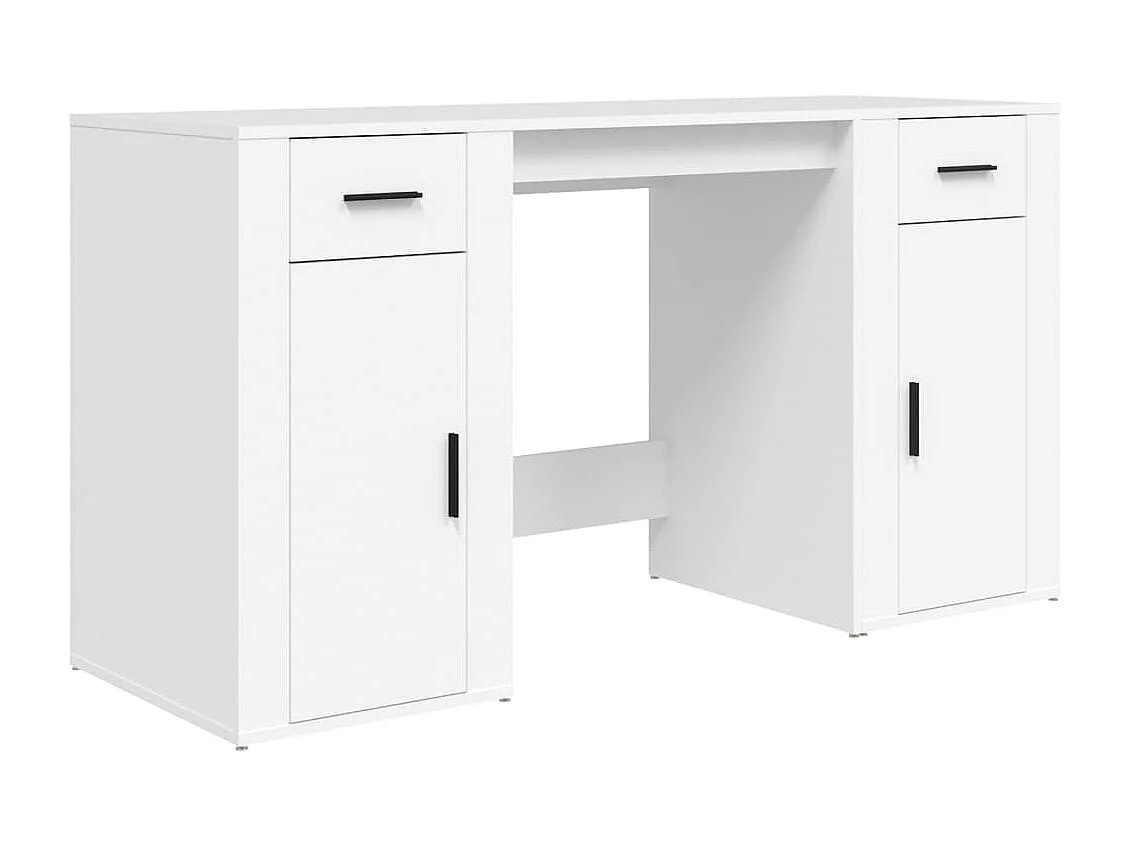 Bureau met kast bewerkt hout wit