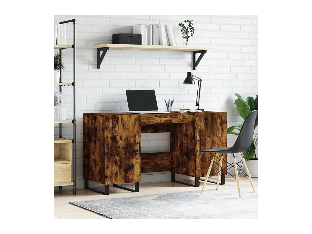 Bureau chêne fumé 140x50x75 cm bois d'ingénierie
