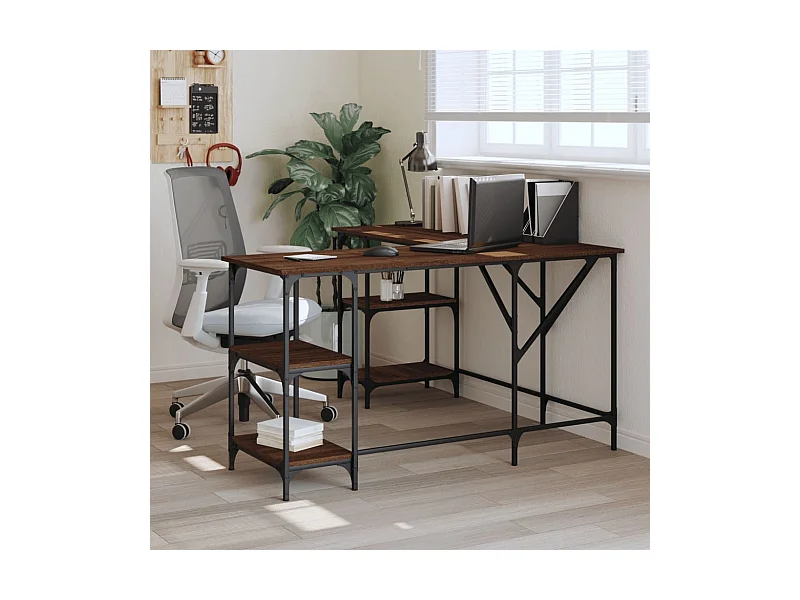 Schreibtisch Braun Eichen-Optik 139x139x75 cm Holzwerkstoff