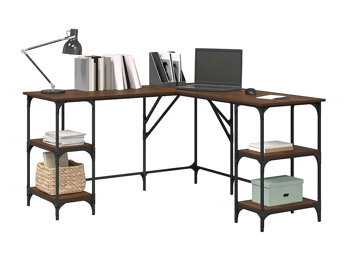 Bureau chêne marron 139x139x75 cm bois d'ingénierie