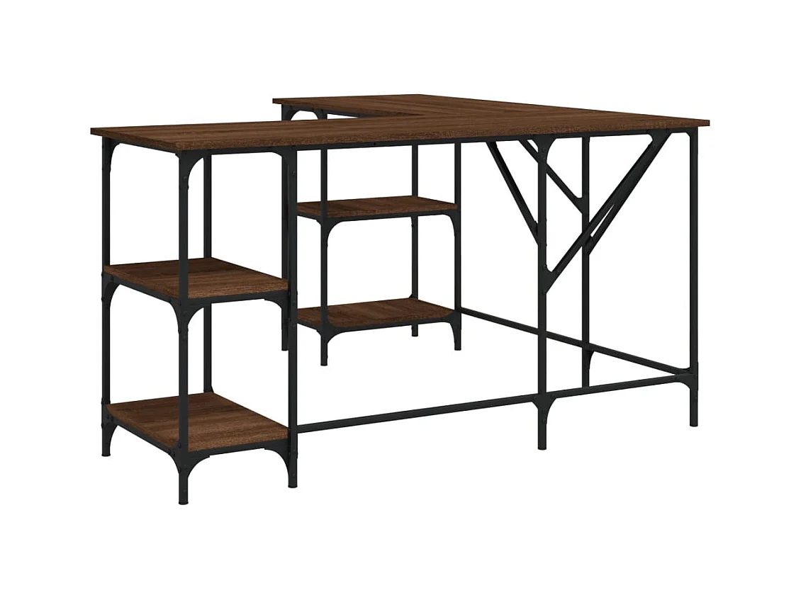 Bureau chêne marron 139x139x75 cm bois d'ingénierie