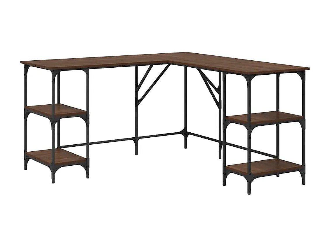 Bureau chêne marron 139x139x75 cm bois d'ingénierie