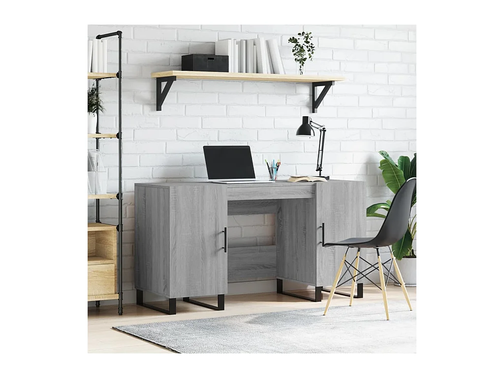 Bureau sonoma gris 140x50x75 cm bois d'ingénierie