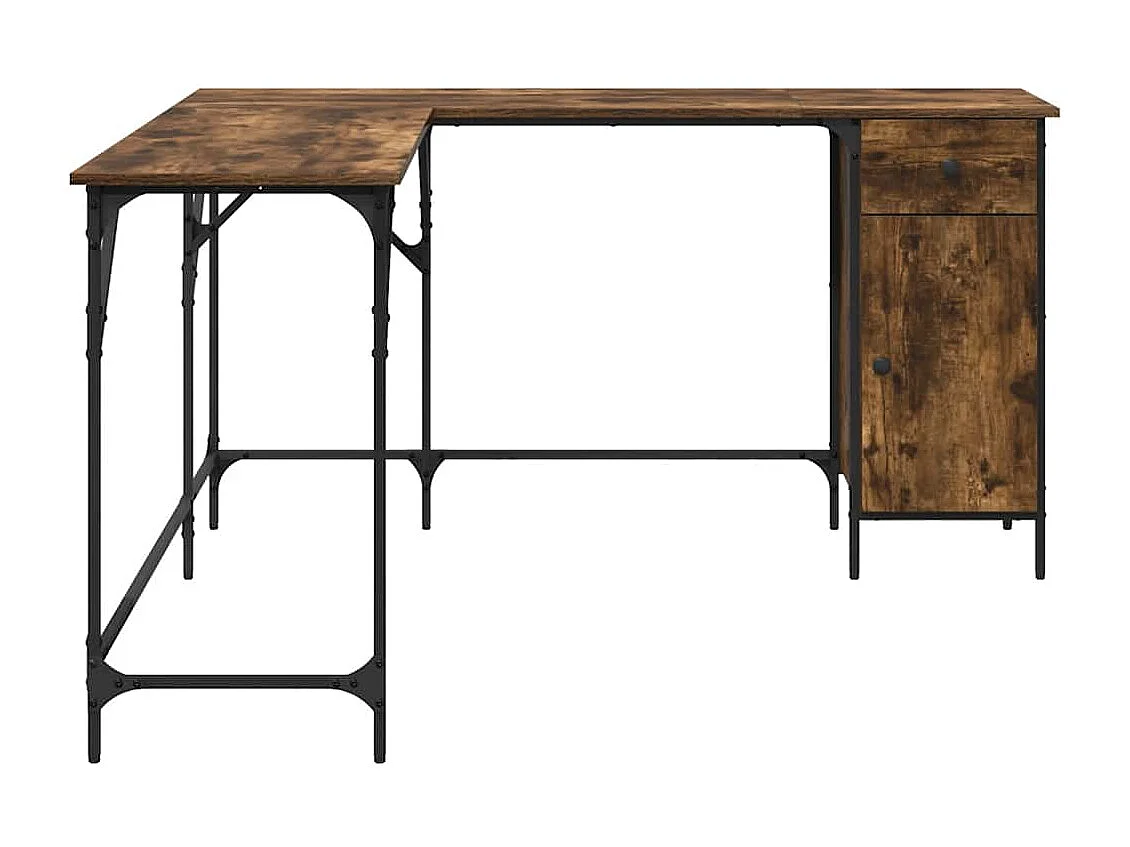 Bureau chêne fumé 141x141x75 cm bois d'ingénierie