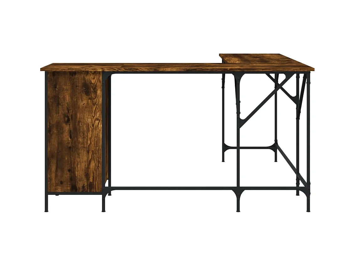 Bureau chêne fumé 141x141x75 cm bois d'ingénierie