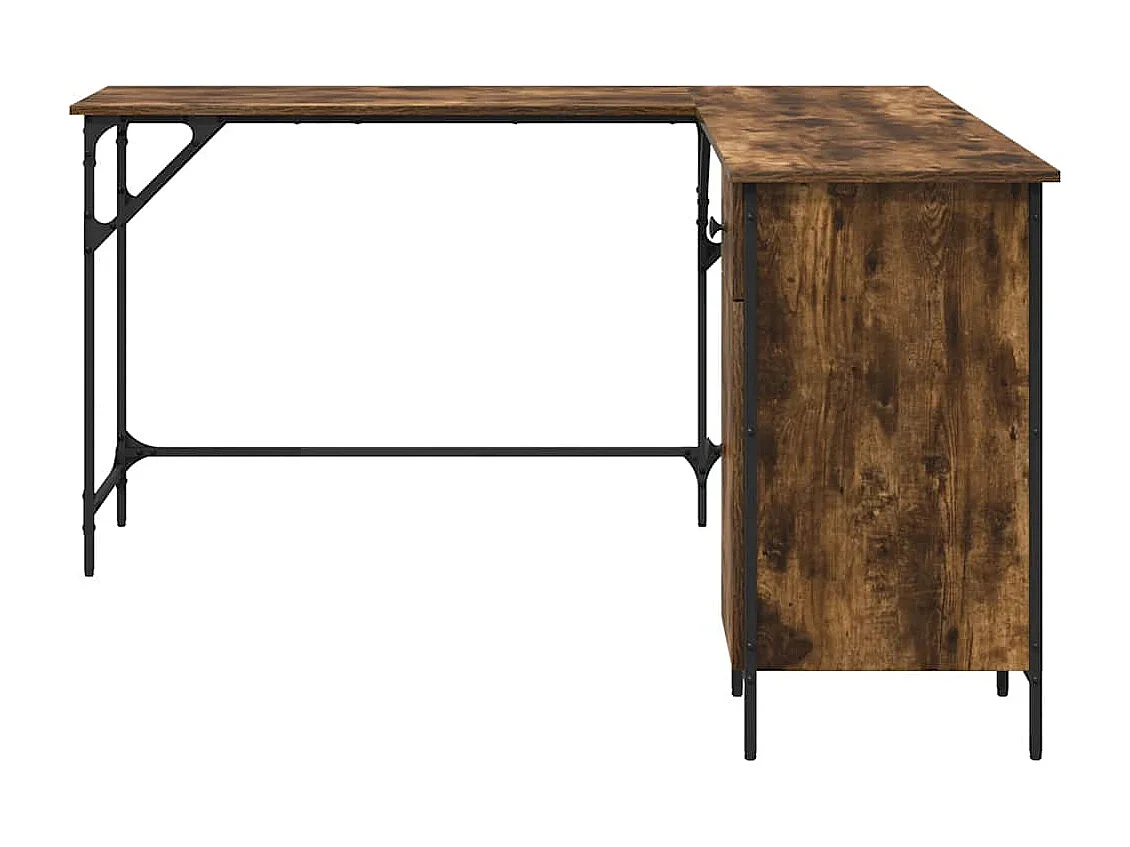 Bureau chêne fumé 141x141x75 cm bois d'ingénierie