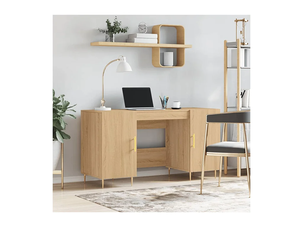Bureau chêne sonoma 140x50x75 cm bois d'ingénierie