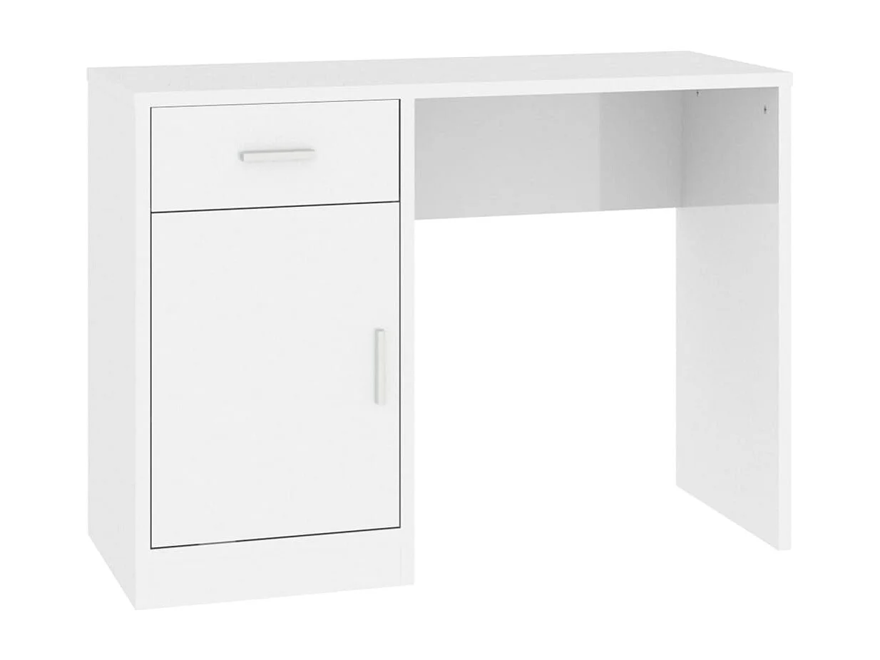 Bureau met kast en lade 100x40x73 cm bewerkt hout hoogglans wit