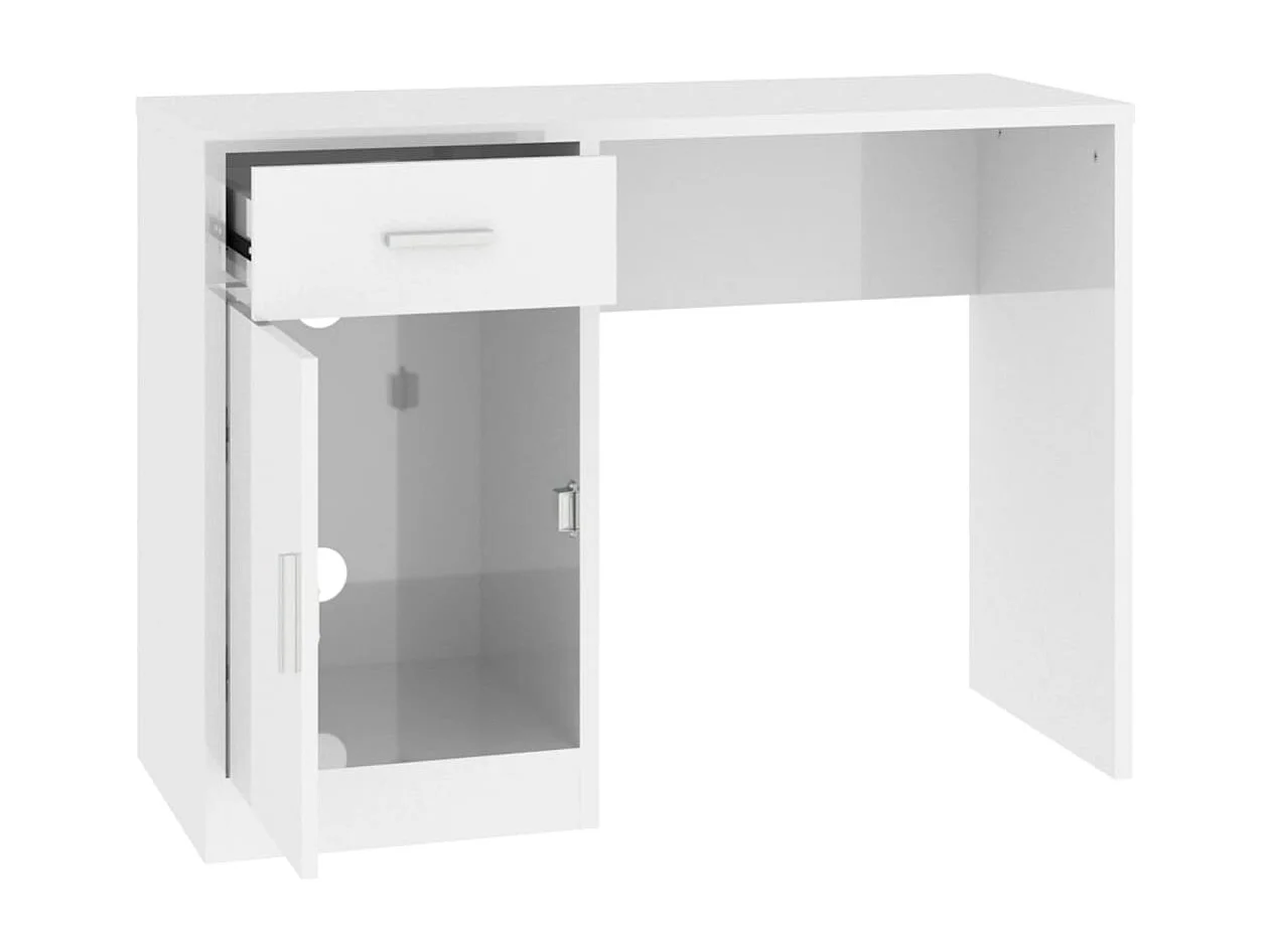 Schreibtisch mit Stauraum Hochglanz-Weiß 100x40x73 cm