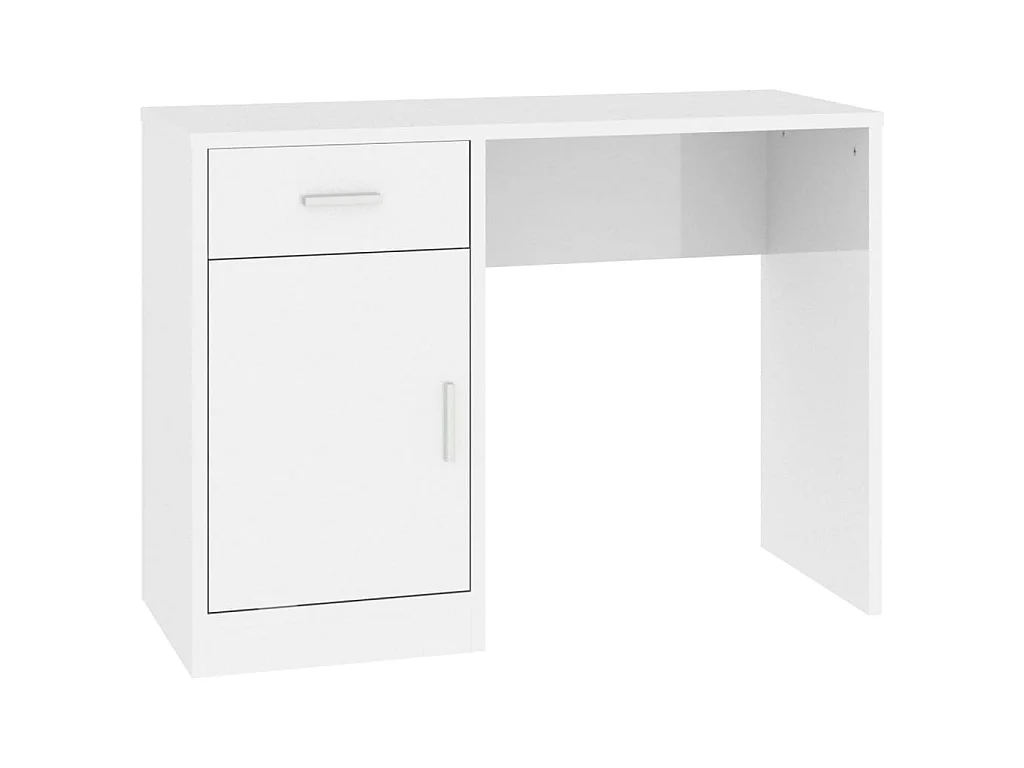 Bureau avec tiroir et armoire Blanc brillant 100x40x73 cm