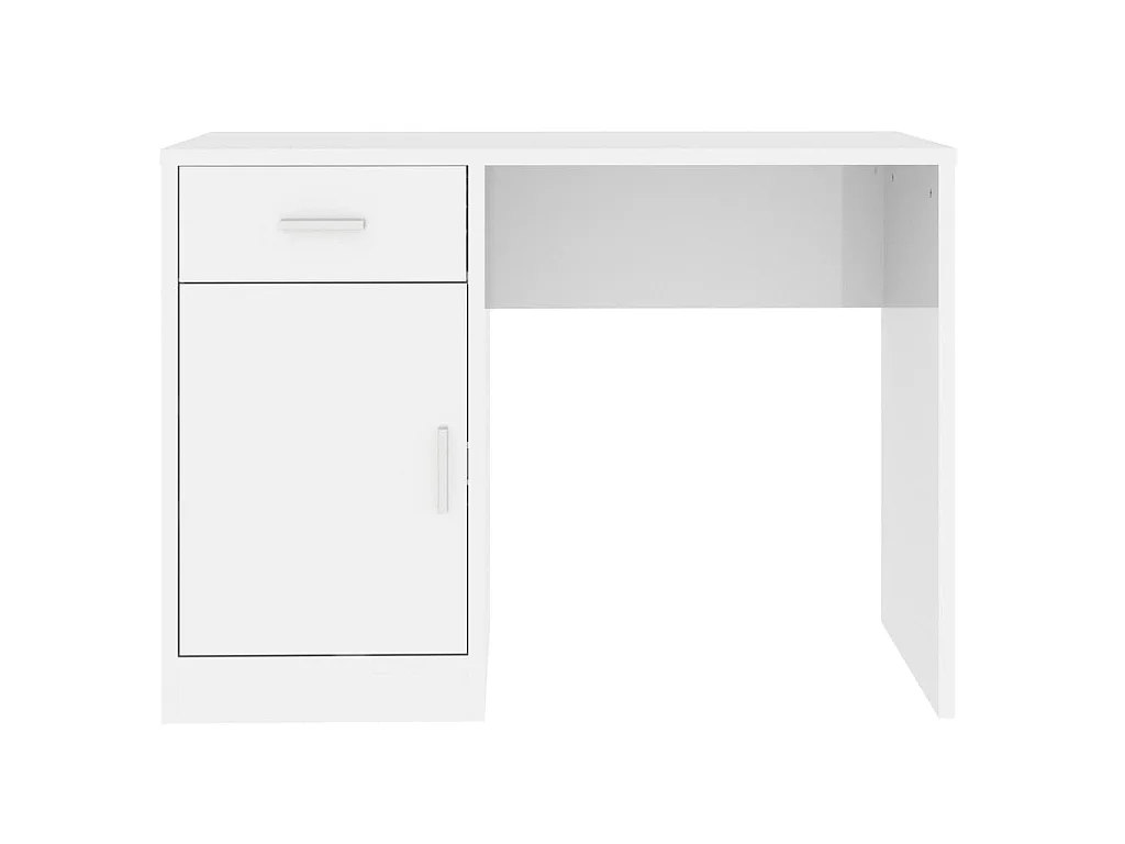 Bureau avec tiroir et armoire Blanc brillant 100x40x73 cm