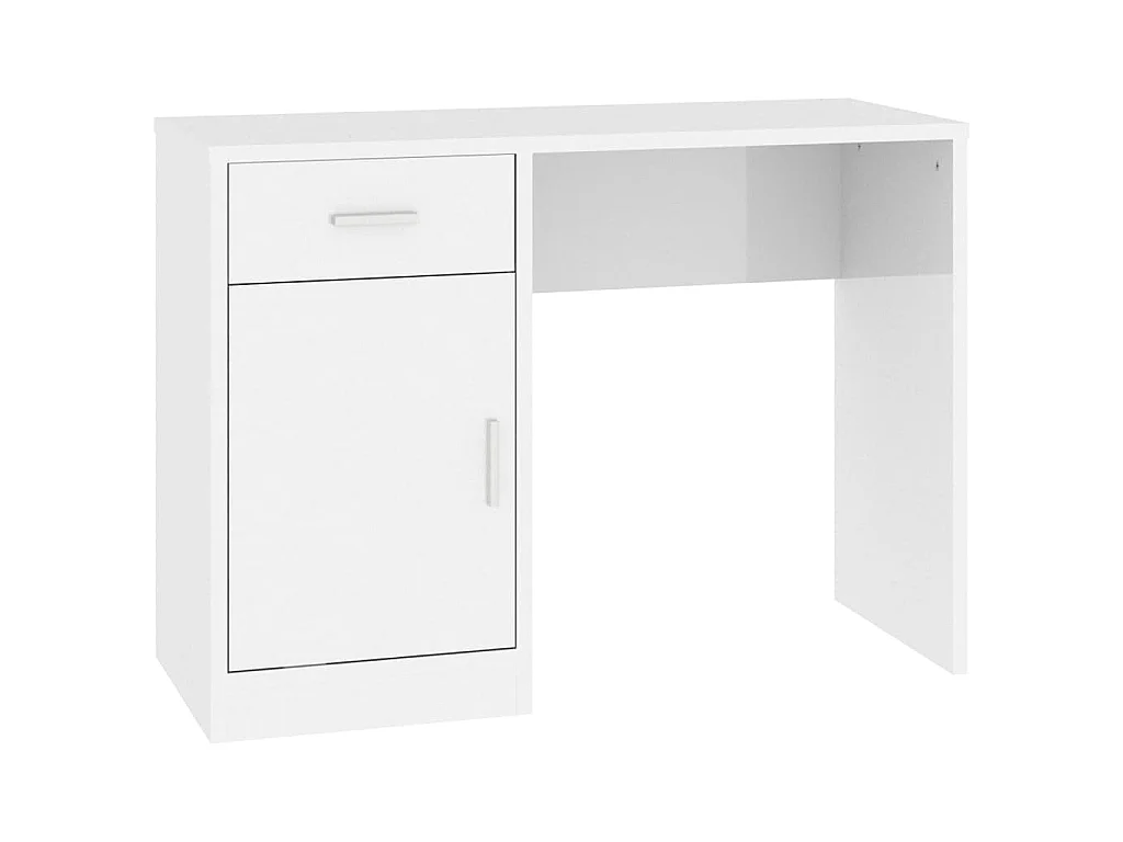 Bureau avec tiroir et armoire Blanc brillant 100x40x73 cm