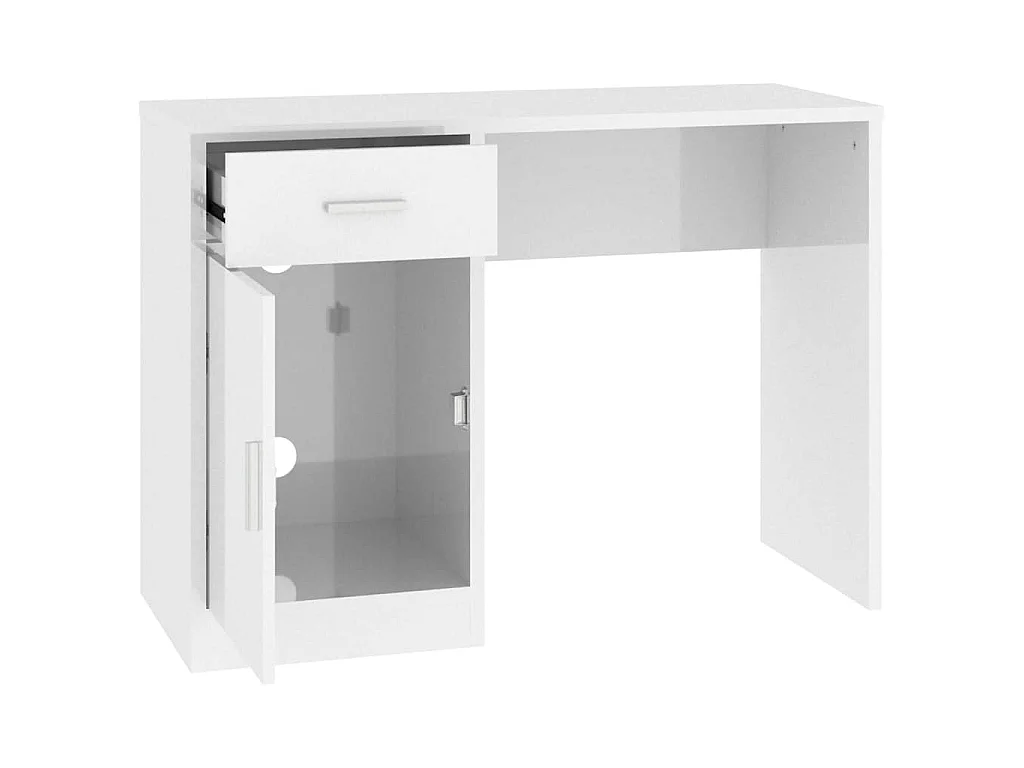 Bureau avec tiroir et armoire Blanc brillant 100x40x73 cm