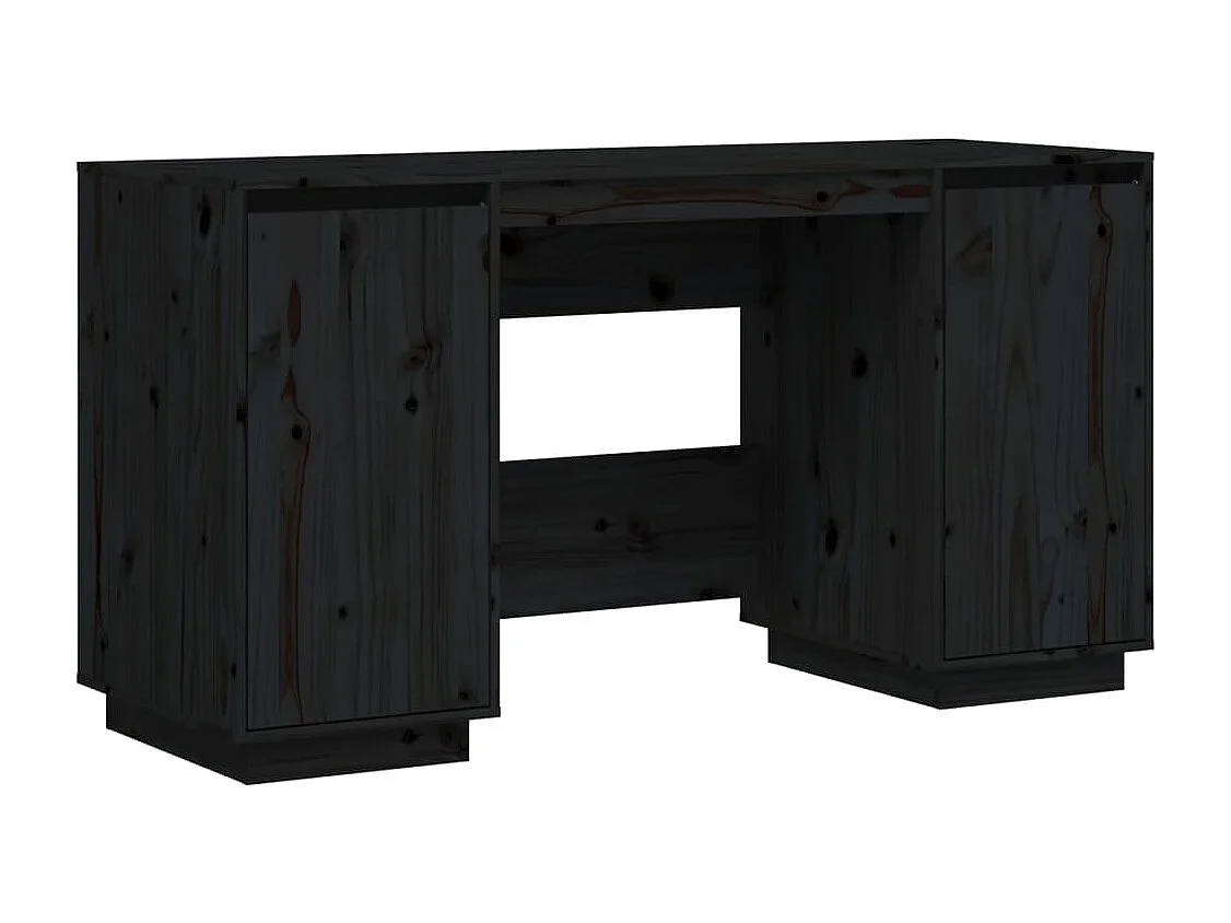 Bureau noir 140x50x75 cm bois massif de pin