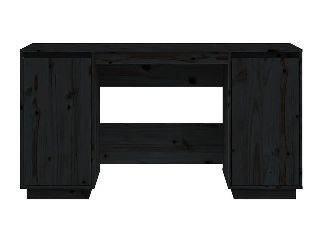 Bureau noir 140x50x75 cm bois massif de pin