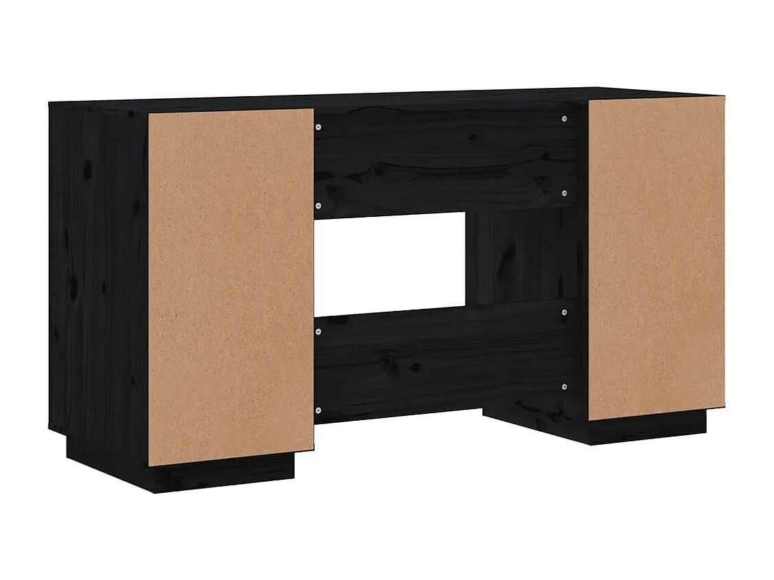 Bureau noir 140x50x75 cm bois massif de pin