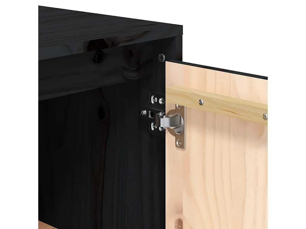 Bureau noir 140x50x75 cm bois massif de pin