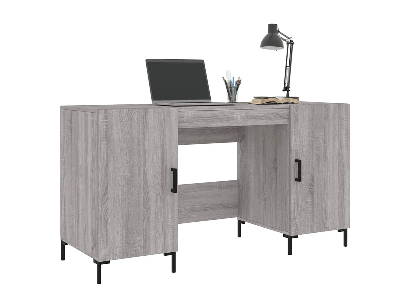 Scrivania Grigio Sonoma 140x50x75 cm in Legno Multistrato