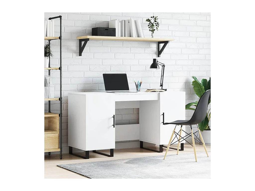 Bureau blanc 140x50x75 cm bois d'ingénierie