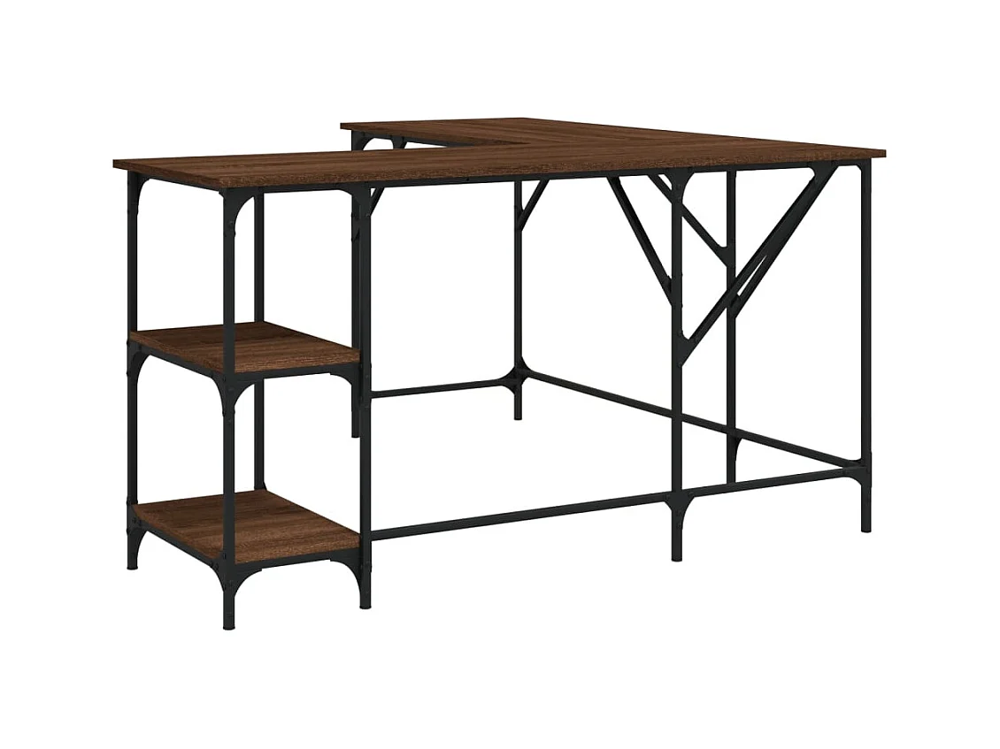 Bureau chêne marron 139x139x75 cm bois d'ingénierie