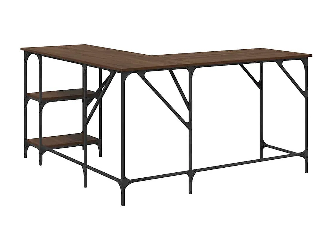 Bureau chêne marron 139x139x75 cm bois d'ingénierie