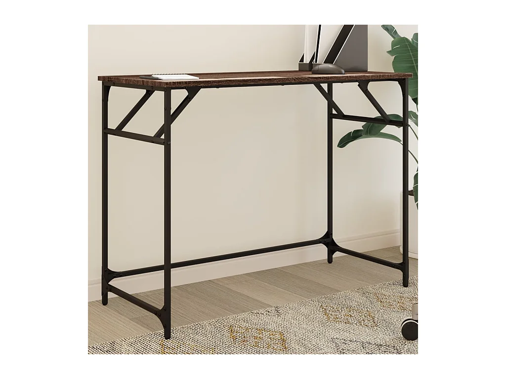 Schreibtisch Braun Eichen-Optik 100x45x76cm Holzwerkstoff Stahl