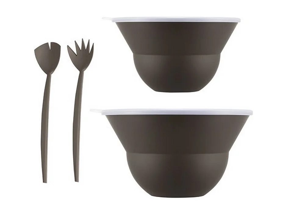Bodum Lot de 2 saladiers 3l/4.9l avec couvercle + couverts marron - K2551-451-143S-1