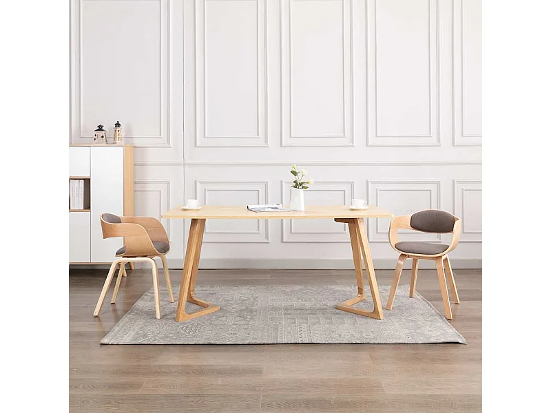 Esszimmerstühle 2 Stk. Bugholz und Taupe Stoff