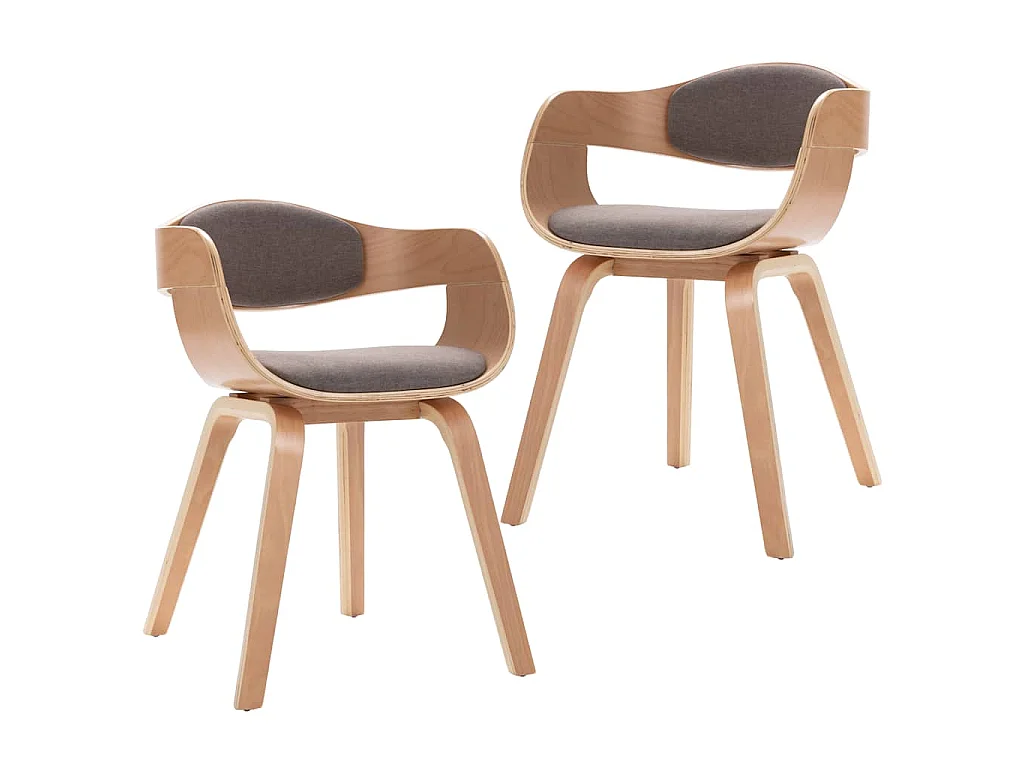 Chaises à manger lot de 2 bois courbé et tissu taupe