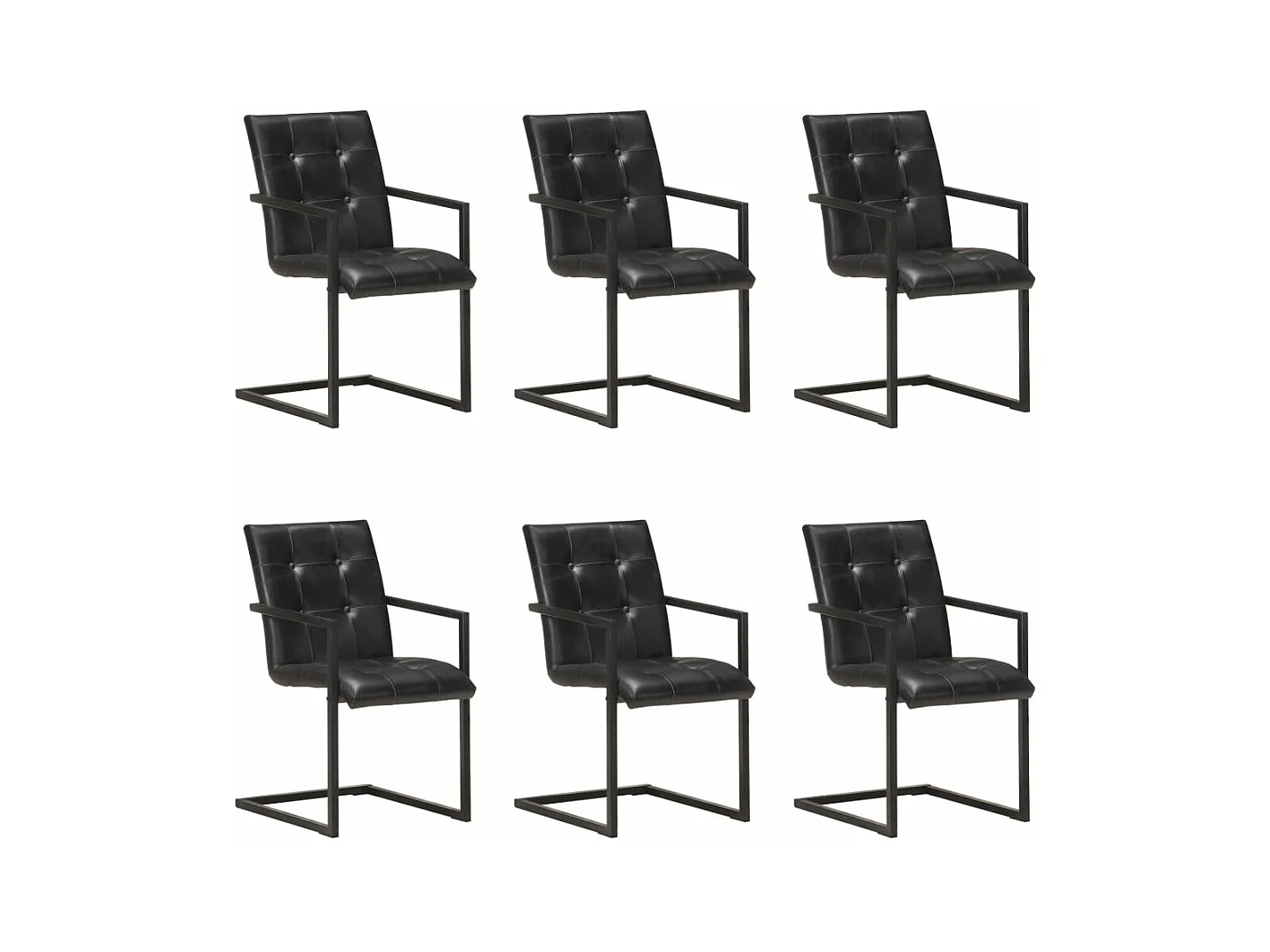 Eetkamerstoelen 6 st echt leer zwart