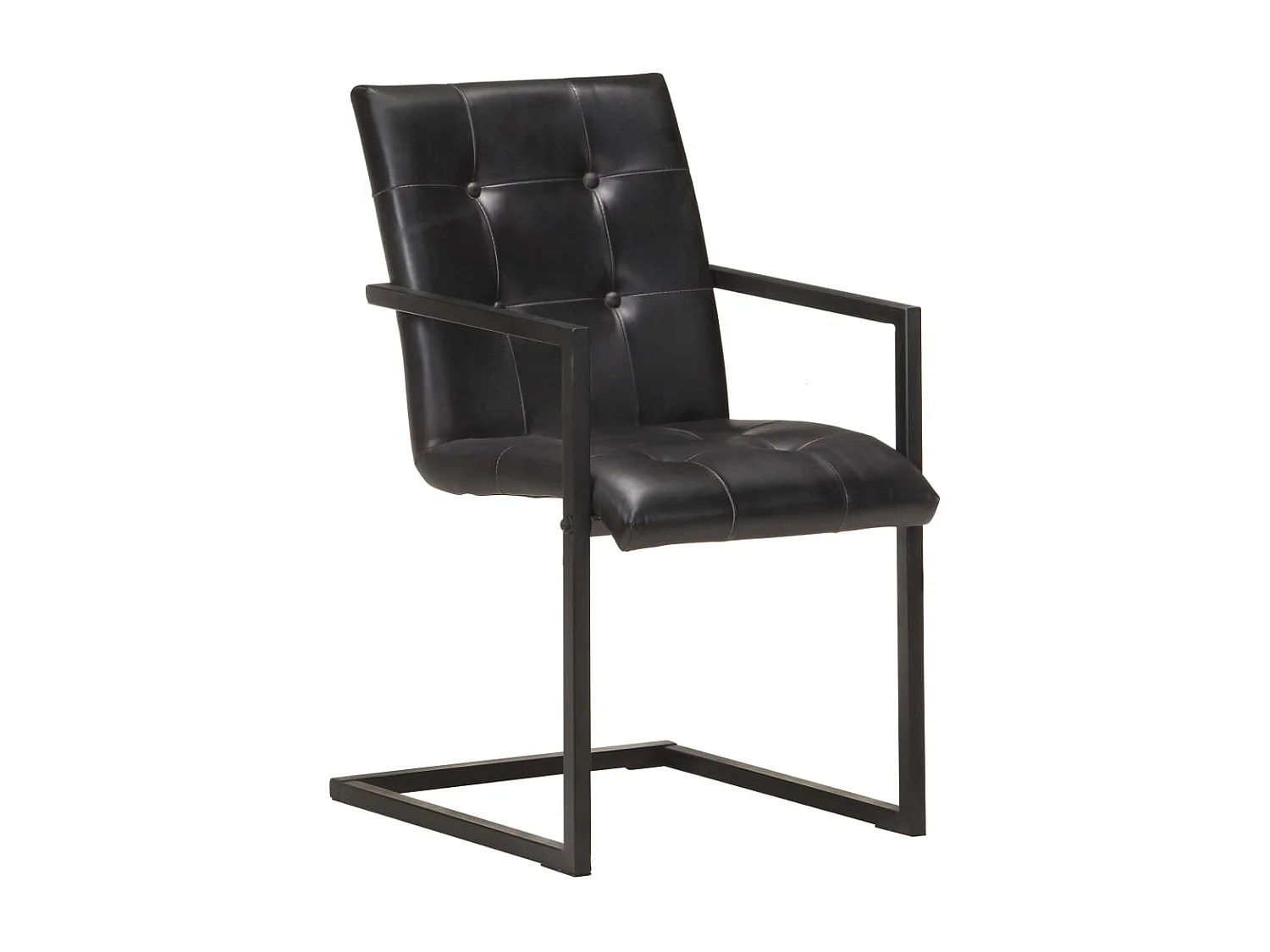 Chaises à manger cantilever lot de 4 noir cuir véritable