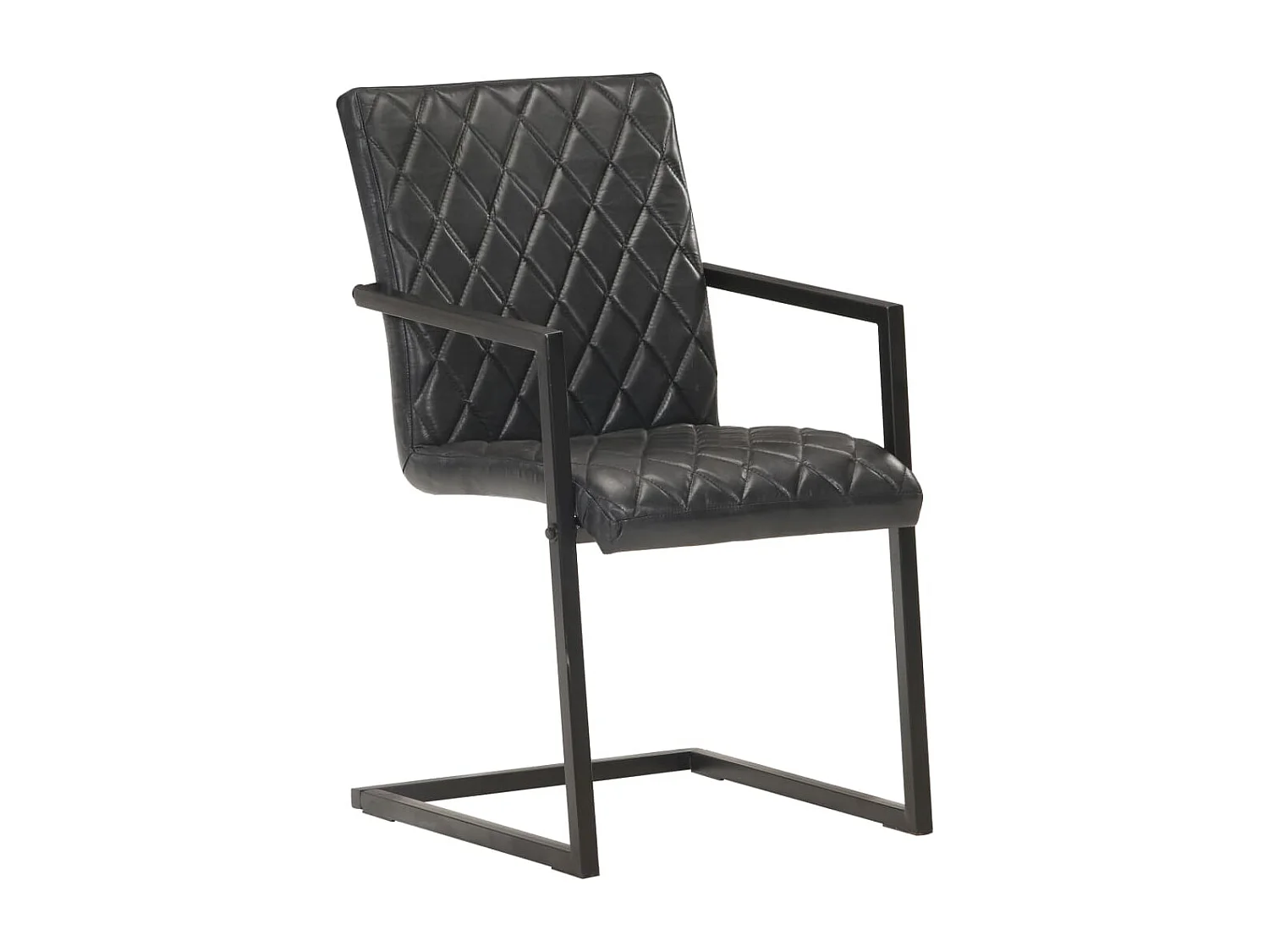 Chaises à manger cantilever lot de 6 noir cuir véritable