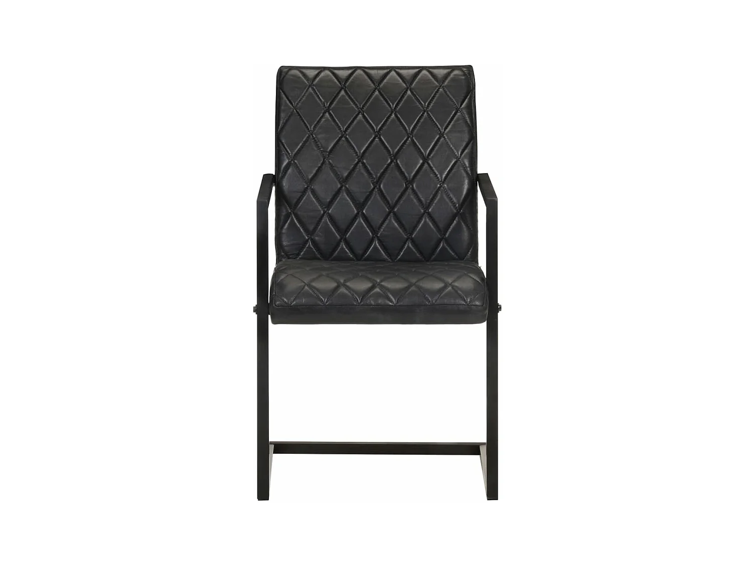 Chaises à manger cantilever lot de 6 noir cuir véritable
