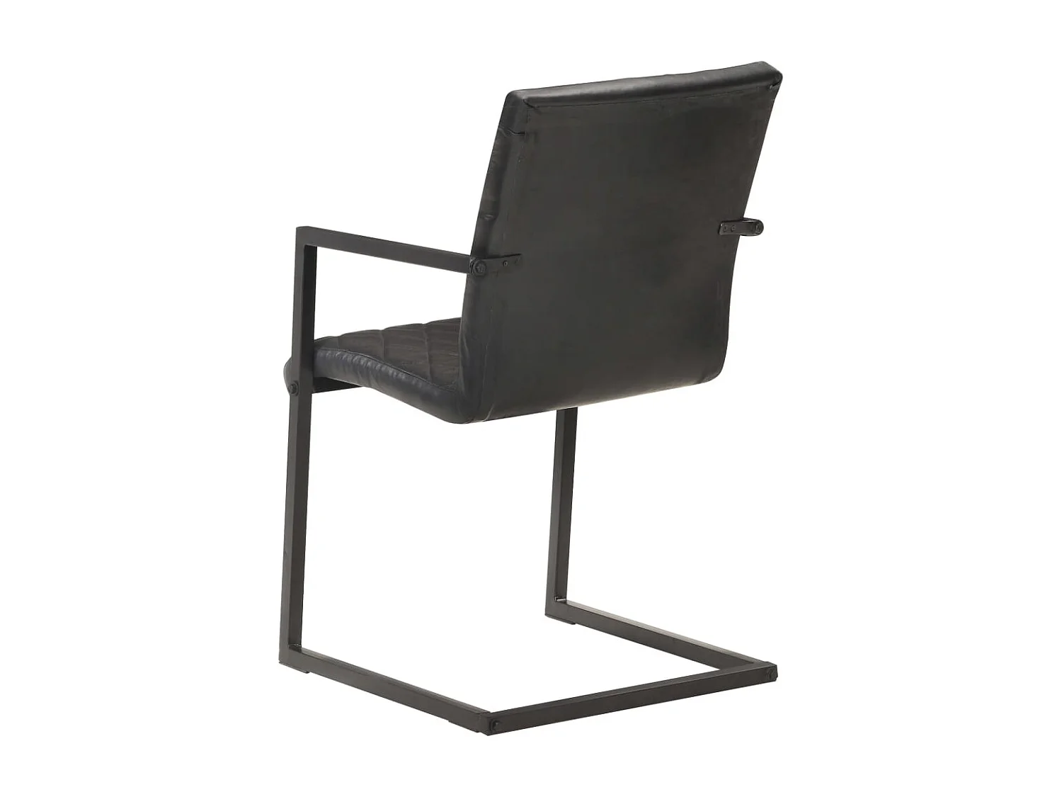 Chaises à manger cantilever lot de 6 noir cuir véritable
